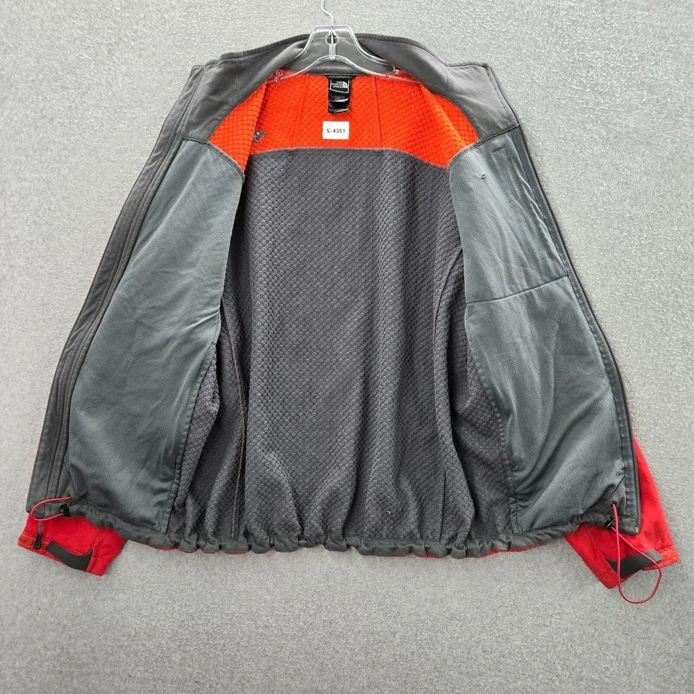 The North Face Men Jacket L Red Fleece Lined Outdoor Hiking Pocket Full Zip READ